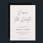 Modern Cream Black Handwritten Script Wedding Save The Date<br><div class="desc">Modern and classy Wedding Save the Date with handwritten Typography Script,  cream background and black backer. Customize it with your own wedding information. A contemporary Wedding Announcement for modern couples.</div>