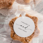 Modern cream black minimal contemporary wedding classic round sticker<br><div class="desc">Modern classy typography bold wedding favor decor sticker. With modern,  elegant simple minimal typography. Colors can be customized.</div>