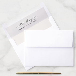 Modern cream black minimal contemporary wedding envelope liner