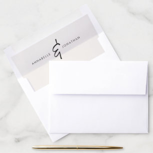 Modern cream black minimal contemporary wedding envelope liner
