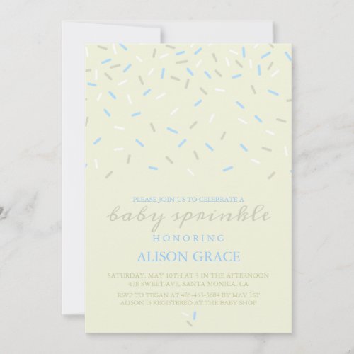Modern Cream &amp; Blue Baby Sprinkle Invitation