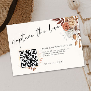 Modern Cream Boho Capture The Love QR code Enclosure Card