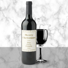 Modern Cream Corporate Merry Christmas Wine Label