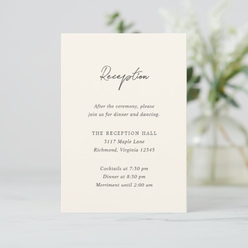 Modern Cream Elegant Wedding Enclosure Card