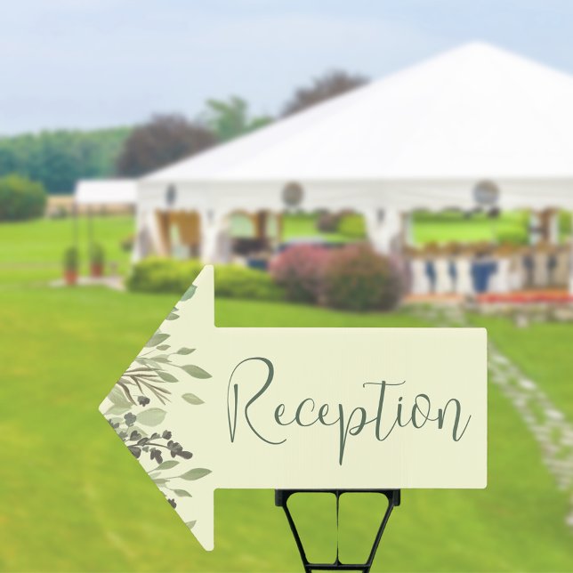 Modern Cream & Eucalyptus Reception Arrow Sign (Creator Uploaded)