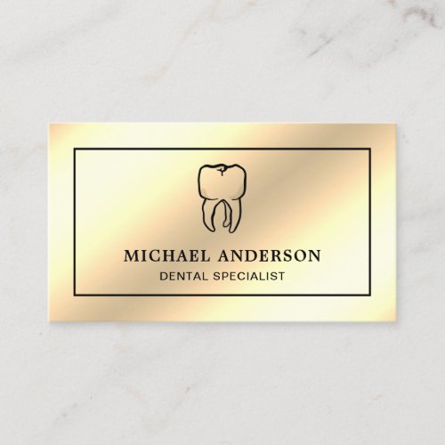 Modern Cream Gold Foil Tooth Dental Clinic Dentist Business Card