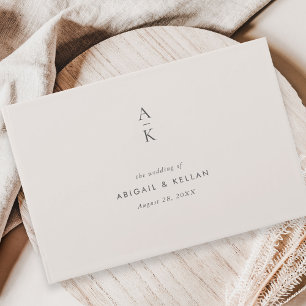 Modern Cream Gray Monogram Mix Match Wedding Guest Book