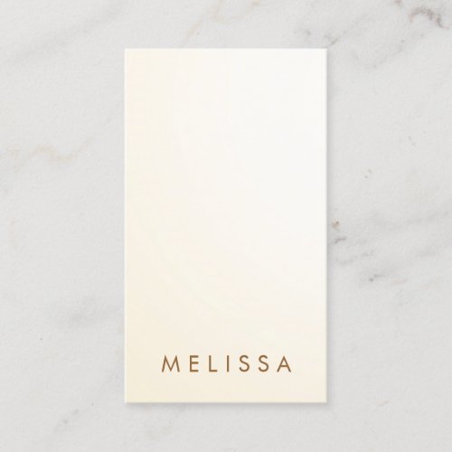 Modern cream ivory minimal professional vertical business card