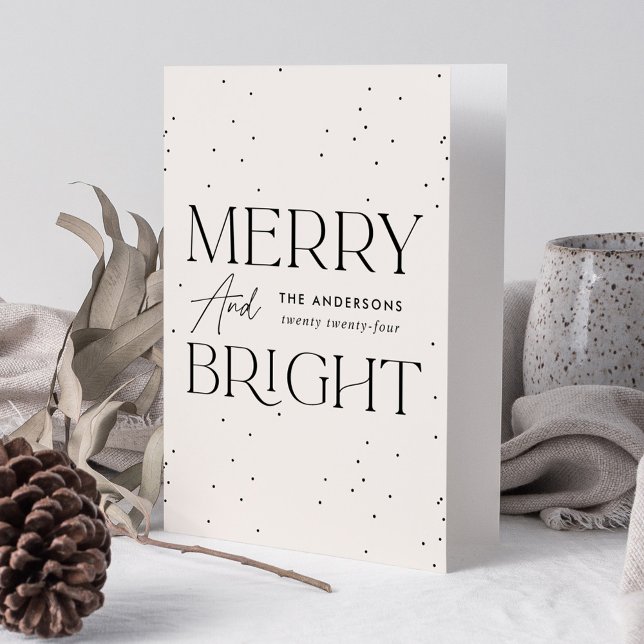 Modern Cream Merry and Bright Non-Photo Holiday Card (Creator Uploaded)