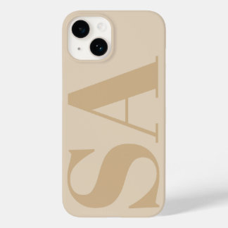 Modern cream natural initial minimal contemporary Case-Mate iPhone 14 case