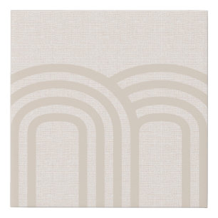 Modern Cream Neutral Linen Line Art Style Design Faux Canvas Print