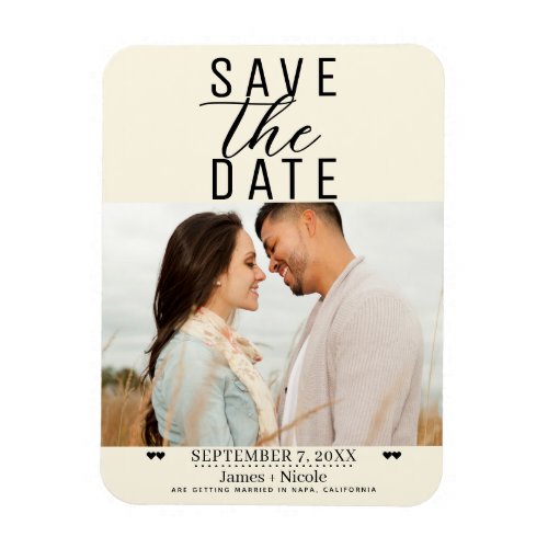 Modern Cream Save the Date Wedding Photo Magnet