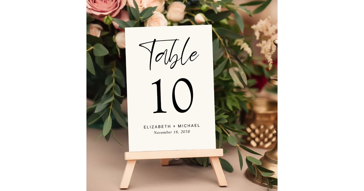 Modern Cream Wedding Reception Table Number | Zazzle
