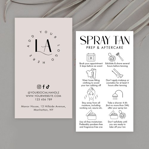 Modern Cream  White Elegant Spray Tan Aftercare Business Card