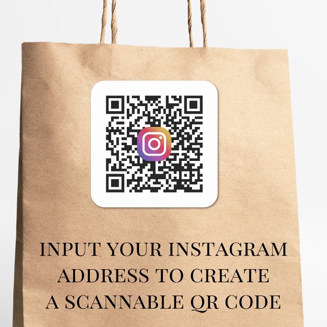 Modern Create Your Instagram QR Code Square Sticker (Our user-friendly template will generate your QR code automatically from your Instagram address)