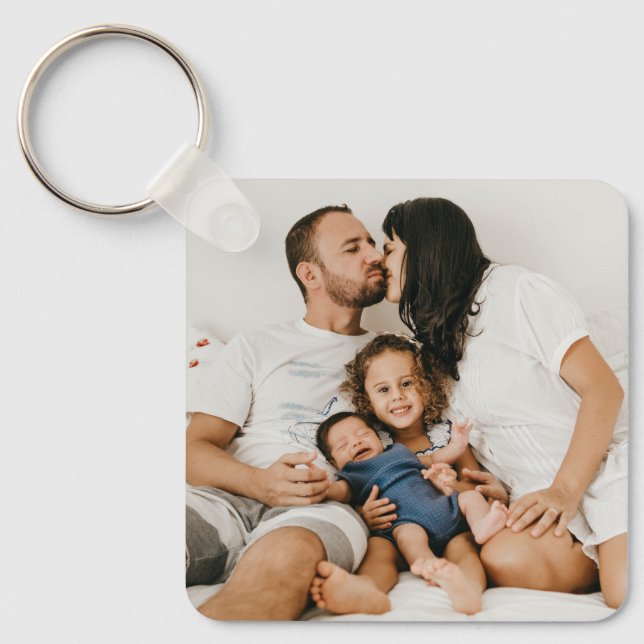 Modern Create Your Own Custom Family Photo  Keychain (Front)