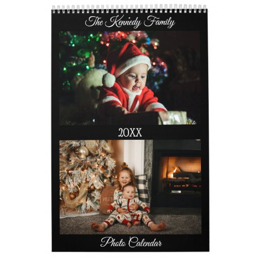 Modern Create your own Custom Family Photos Black Calendar