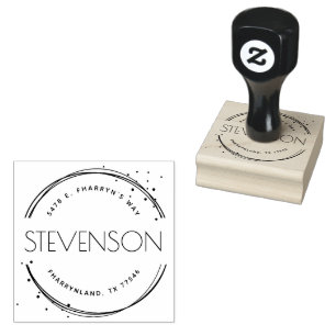 Modern Create Your Own Family Name Return Address Rubber Stamp
