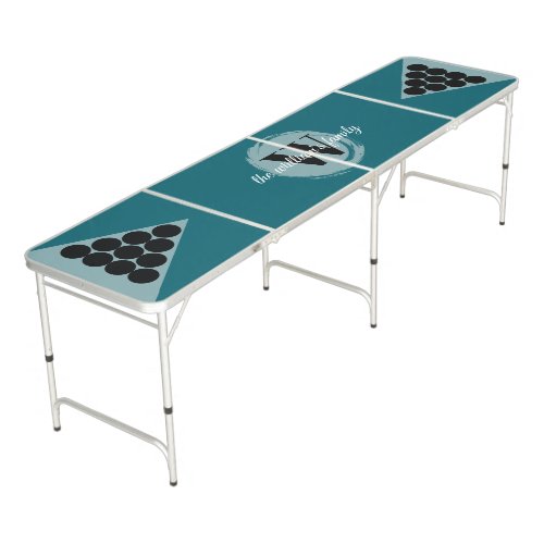 Modern Create your Own Monogram Blue Stone Beer Pong Table