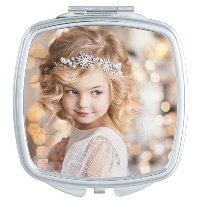 Modern Create Your Own Personalized Custom Photo  Compact Mirror (Front)