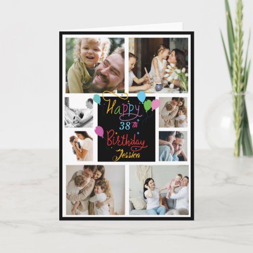 Modern Create Your Own Photo Collage Birthday Card