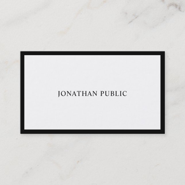 Modern Creative Black And White Professional Plain Business Card (Front)