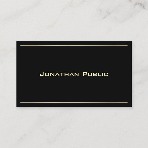 Modern Creative Black Gold Look Elegant Plain Business Card
