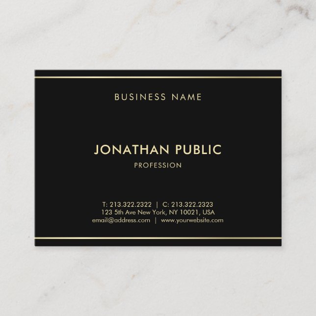 Modern Creative Black Gold Template Luxury Classy Business Card (Front)