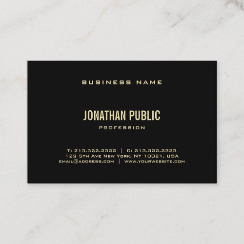 Modern Creative Black Gold Text Font Plain Luxury Business Card