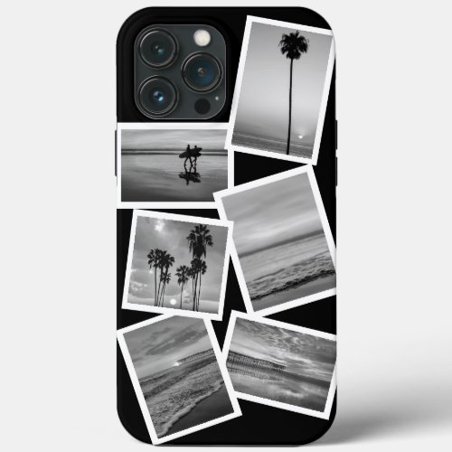 Modern Creative Black  White Custom Photo Collage iPhone 13 Pro Max Case