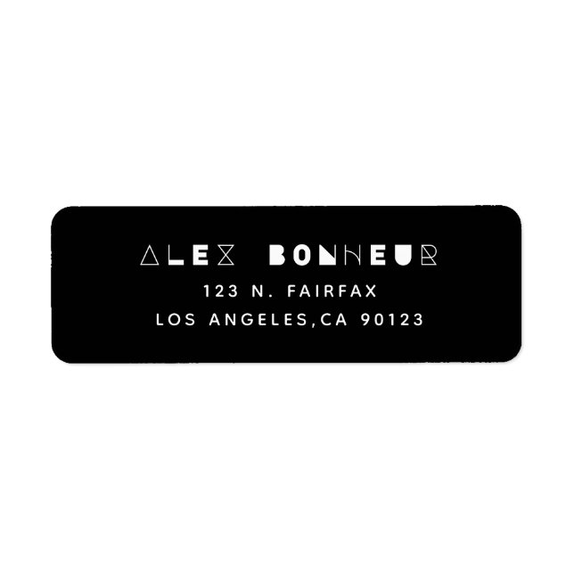 Modern Creative Black & White Return Address Label (Front)