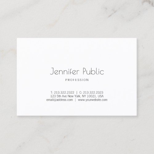 Modern Creative Clean Design Trendy White Plain Business Card