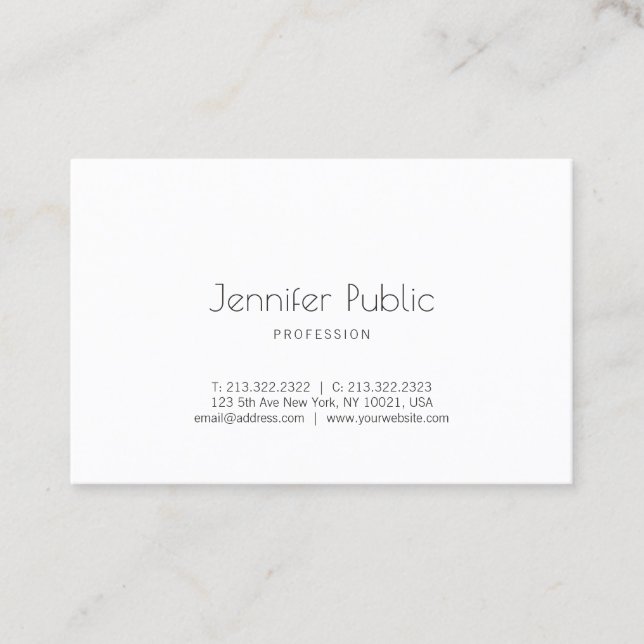 Modern Creative Clean Design Trendy White Plain Business Card (Front)