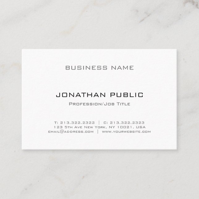 Modern Creative Clean Professional Unique Plain Business Card (Front)