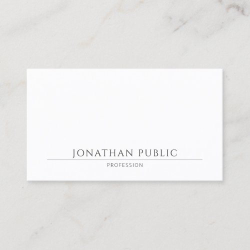 Modern Creative Elegant Simple Template Chic White Business Card