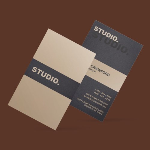 Modern Creative Matte Black Gold Unique Layout  Business Card