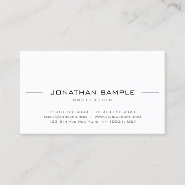 Modern Creative Minimal Professional Simple Plain Business Card (Front)