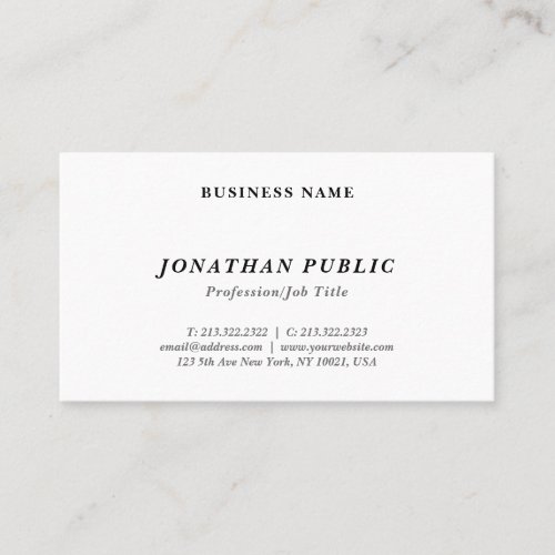 Modern Creative Minimalist Design Sleek Plain Cute Business Card