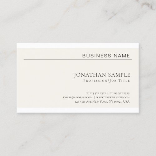 Modern Creative Minimalist Professional Plain Business Card