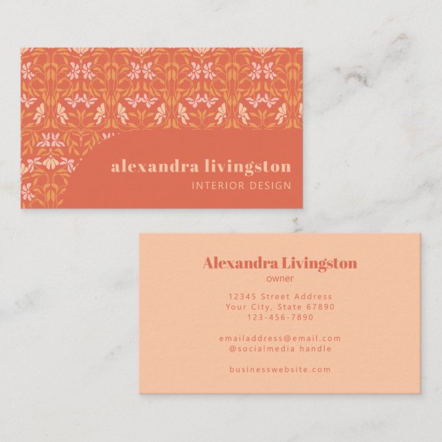 Modern Creative Orange Botanical Professional Business Card (Front/Back)