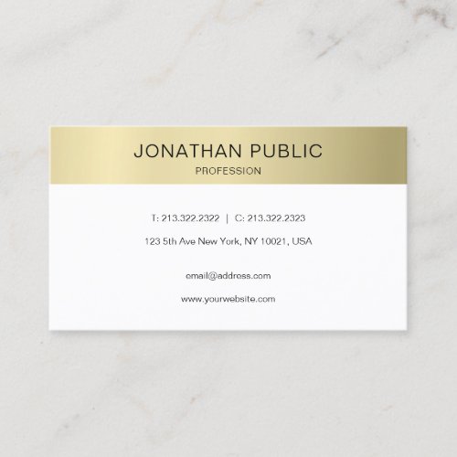 Modern Creative Plain Gold Look Luxury Trendy Chic Business Card