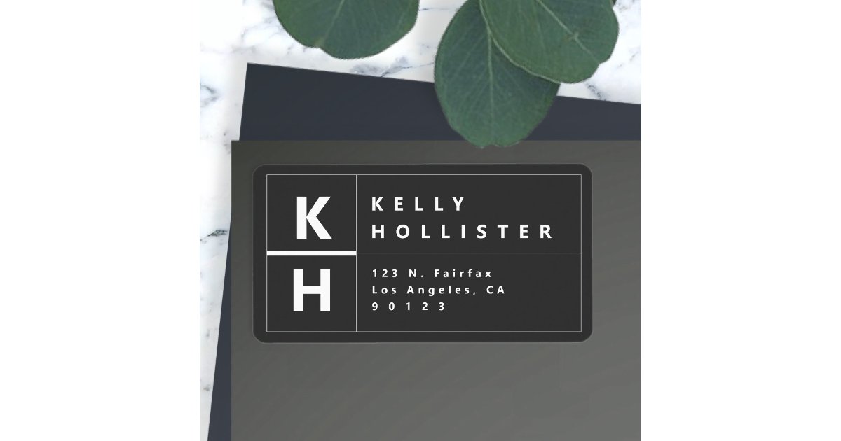 Modern Creative Return Address | Almost Black Grey Label | Zazzle