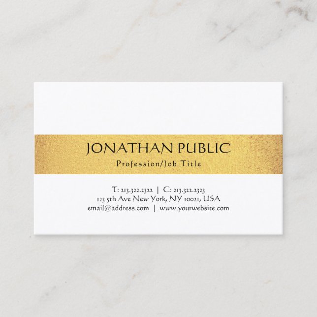Modern Creative Simple Design Gold Look Trendy Business Card (Front)