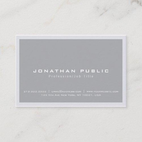 Modern Creative Sleek Design Grey Plain Trendy Business Card