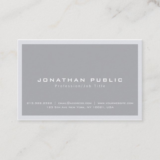 Modern Creative Sleek Design Grey Plain Trendy Business Card (Front)