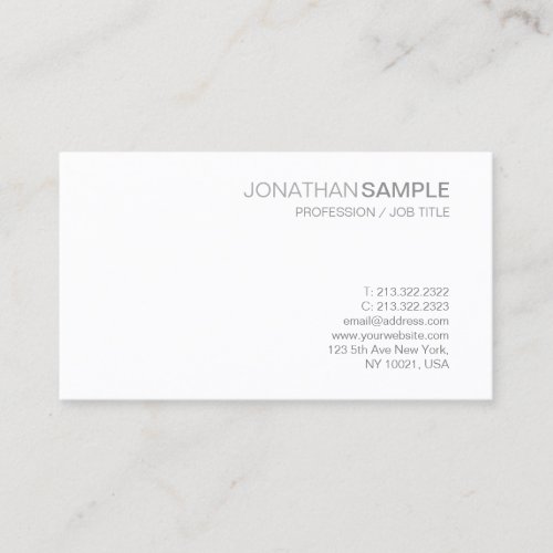 Modern Creative Sleek Design Plain White Graphic Business Card