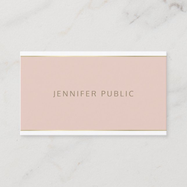 Modern Creative Sleek Pink Gold Frame Trendy Plain Business Card (Front)