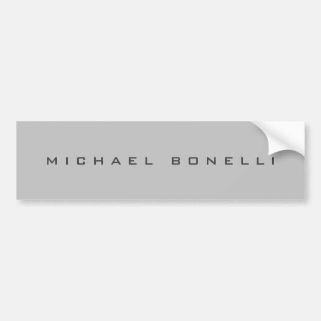Modern Creative Trendy Gray Add Name Bumper Sticker (Front)