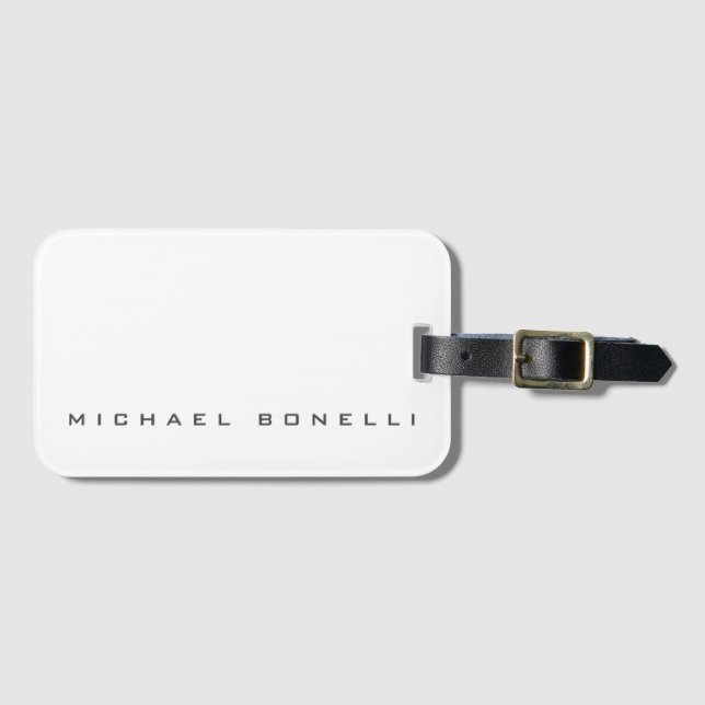 Modern Creative Trendy White Add Name Luggage Tag (Front Horizontal)