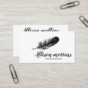 Modern Creative Writer Feather Logo Business Card